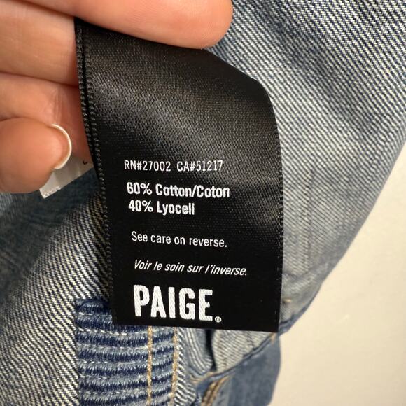 Paige Denim and Star Sequins Distressed Jean Jacket Sz S - Picture 6 of 13